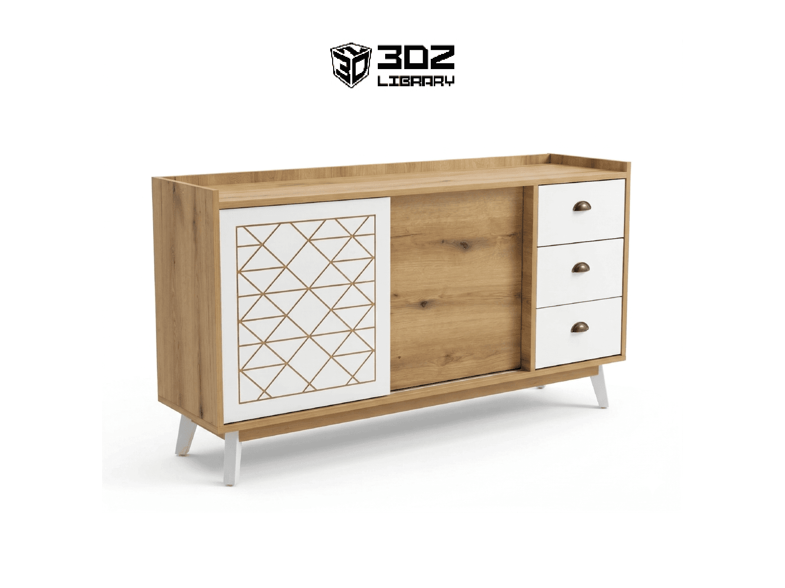 Bahut Boheme avec socle en bois MASSIF